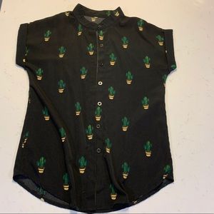 Cute Cactus Print SM button-down shirt